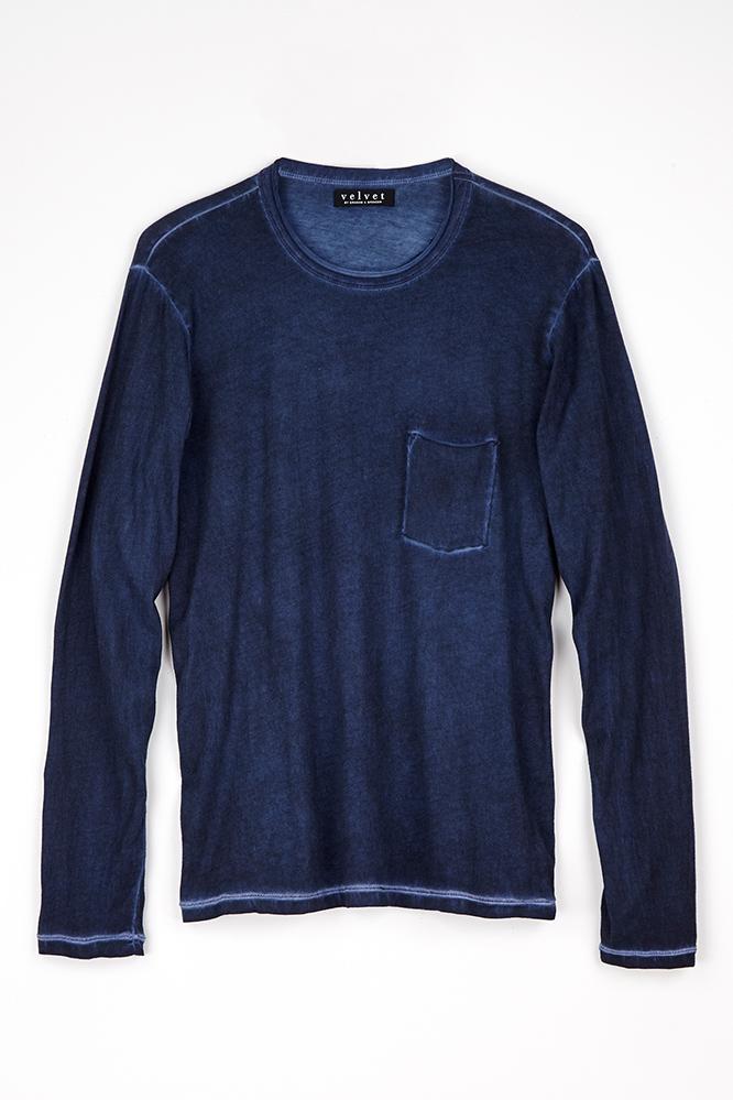 Velvet Men Reynaldo Antique Wash Pocket Tee-midnight-atqwash