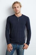 Velvet Men Faust Marled Cozy Jersey Henley-navy-cozyhthjrs