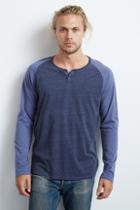 Velvet Men Bertrand Sueded Jersey Raglan Henley -aquaria-suededjrs