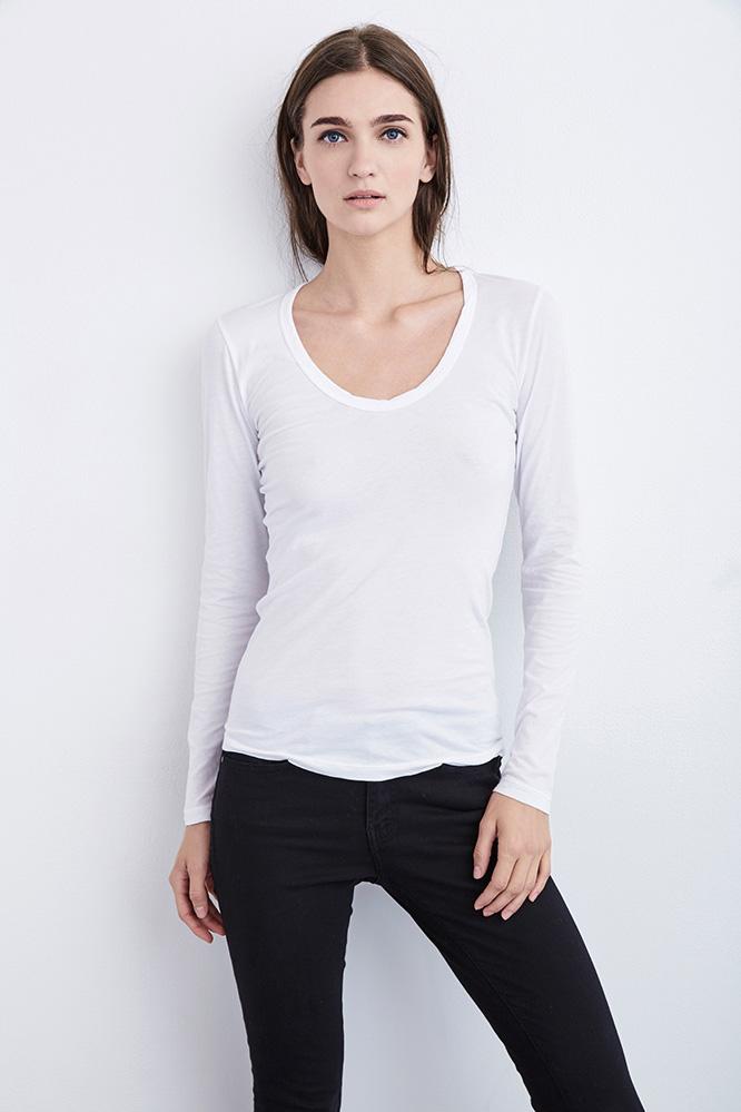 Velvet Clothing Zipporah Scoop Neck Tee-white-gauzywhisper