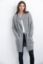 Velvet Clothing Maxima Belted Boucle Cardigan-heathergrey-boucle