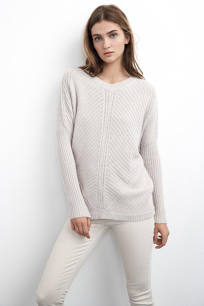 Velvet Clothing Elke Cashmere Blend Cable Sweater-petal-cashmereblend