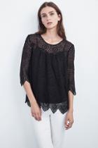 Velvet Clothing Binx Embroidered Chiffon Top-black-rayeyelet