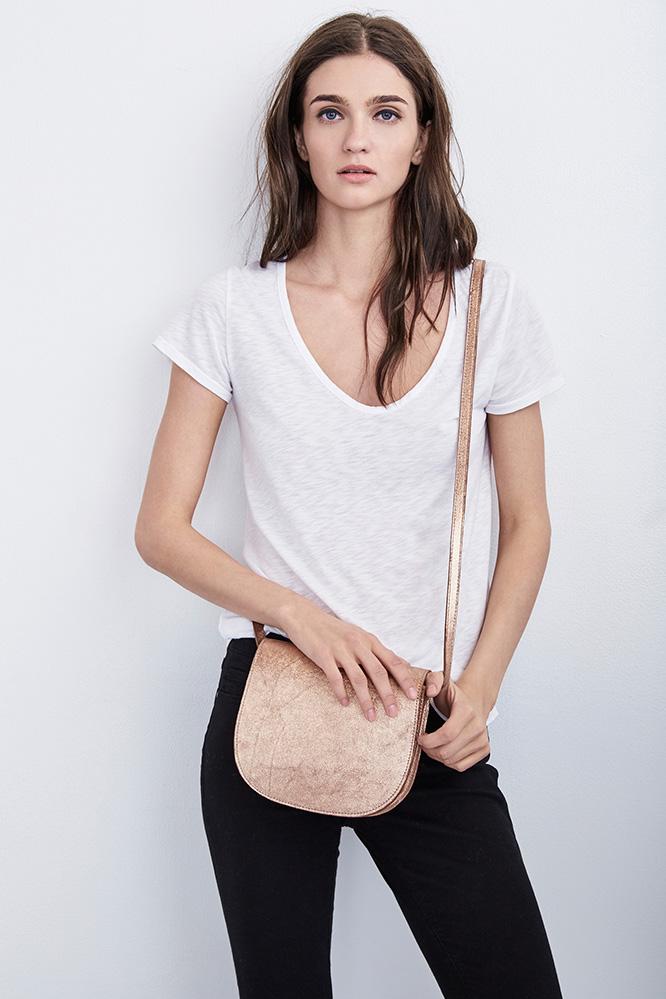 Velvet Clothing Montana Crossbody Bag In Rose Gold-rosegold-leathacc