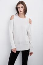 Velvet Clothing Avril Cold Shoulder Cashmere Sweater-milk-cashclass