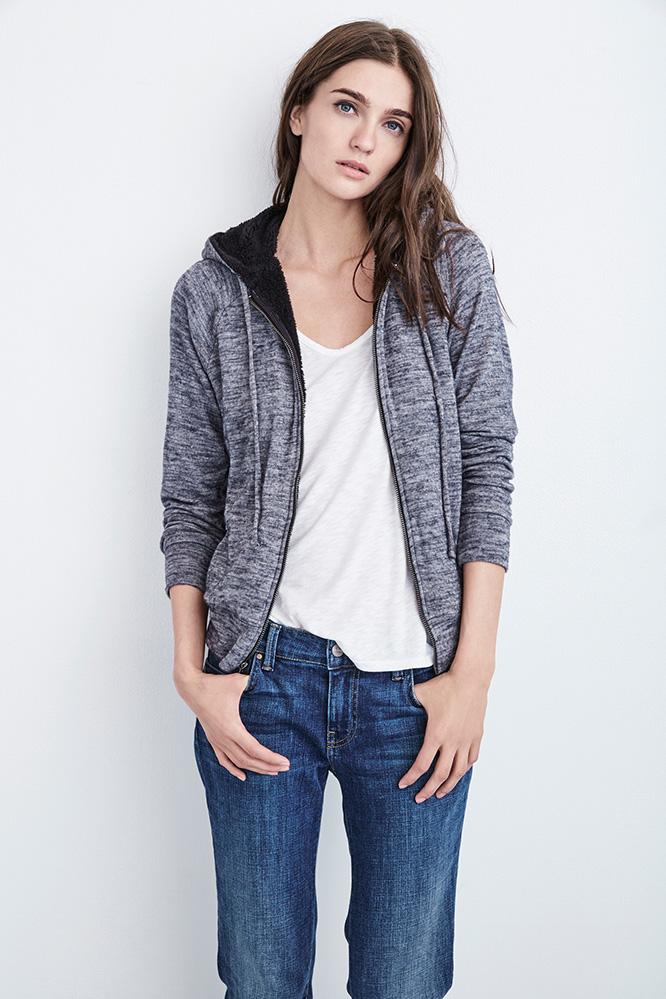 Velvet Clothing Rochelle Cozy Jersey Fleece Lined Hoodie-anthracite-cozjers