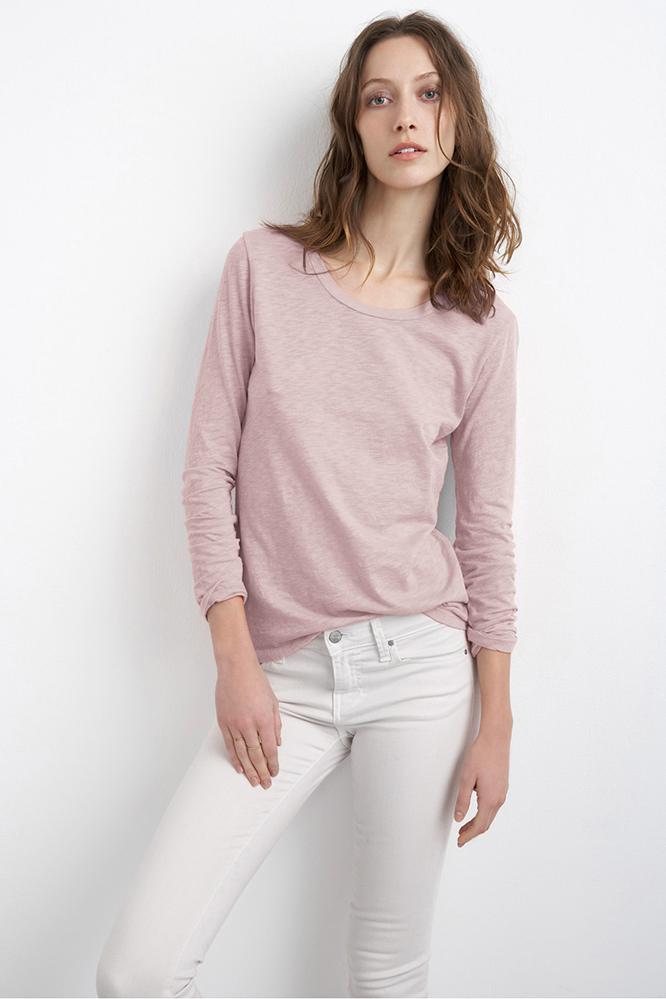 Velvet Clothing Kilia Cotton Slub Round Neck Tee-confetti-cottonslub