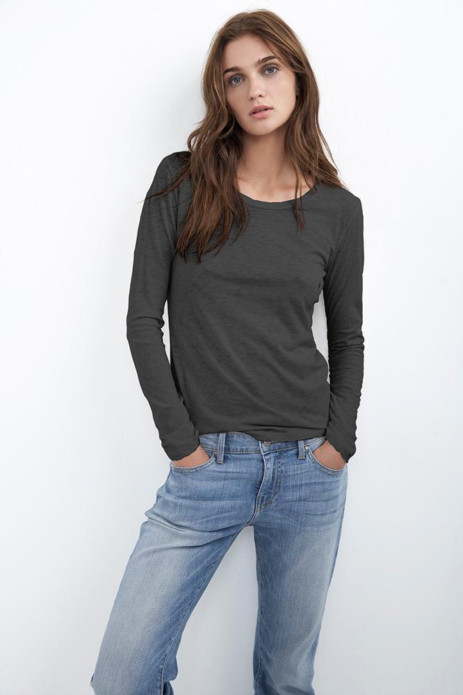 Velvet Clothing Kilia Cotton Slub Round Neck Tee-gladiator-cottonslub