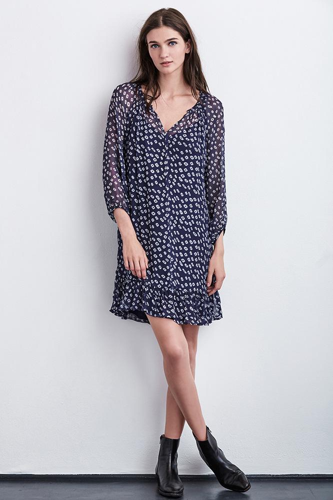 Velvet Clothing Indiana Iman Printed Chiffon Dress-multi-imanchiff