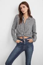 Velvet Clothing Ruthann Gingham Tie Front Top-black-rayonchec