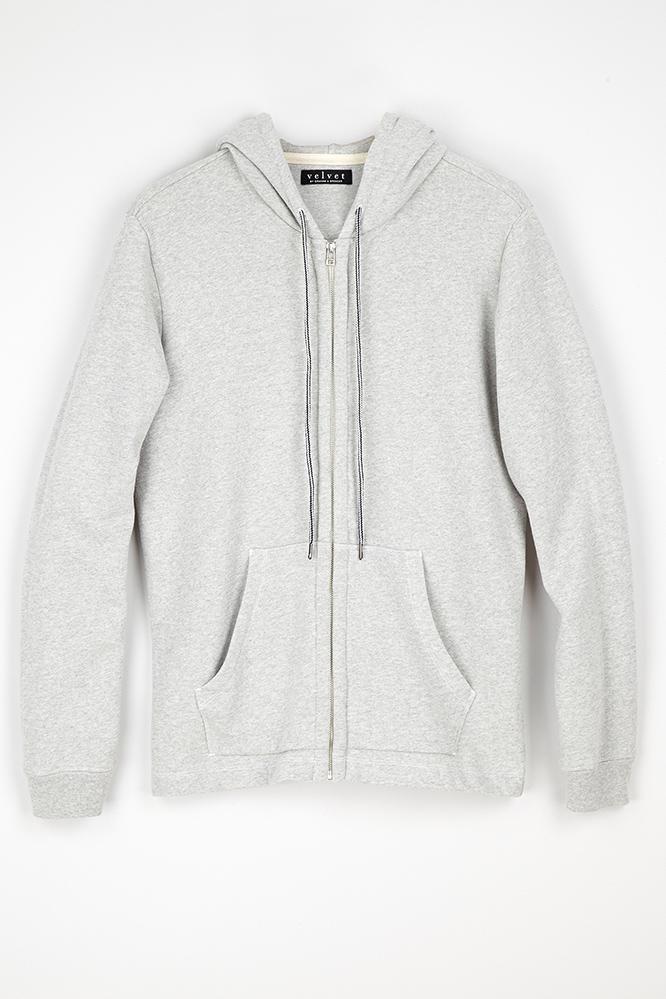 Velvet Men Mateo Heather Fleece Zip Hoodie-heather Grey-hthfleece