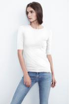 Velvet Clothing Amira 1/2 Sleeve Gauzy Whisper Tee-white-gauzywhisper