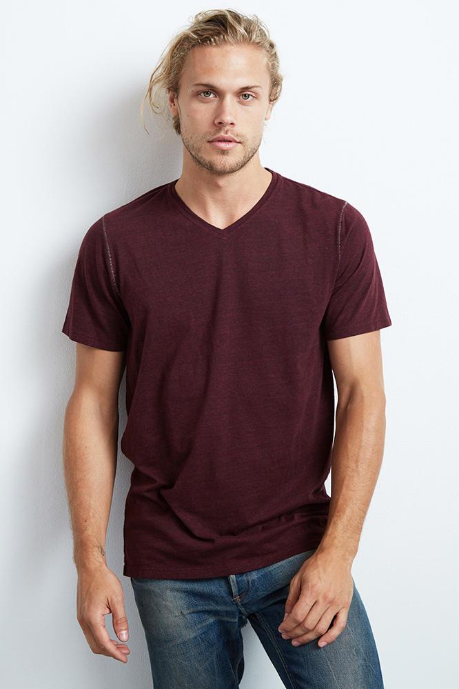 Velvet Men Walton Sueded Jersey V-neck Tee-chianti-suededjrs