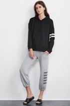 Velvet Clothing Hevera Stripe Cotton Hoodie-black-athleisur