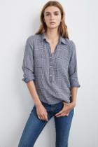Velvet Clothing Darlita Gingham Shirt-navy/cream-dfgpldstp