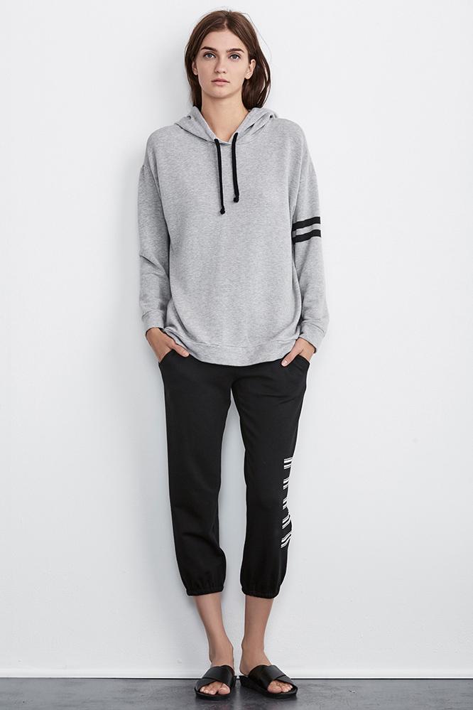 Velvet Clothing Hevera Stripe Cotton  Hoodie-heathergrey-athleisur