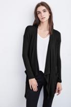 Velvet Clothing Miguela Thermal Knit Drape Cardigan-black-thrmlknit
