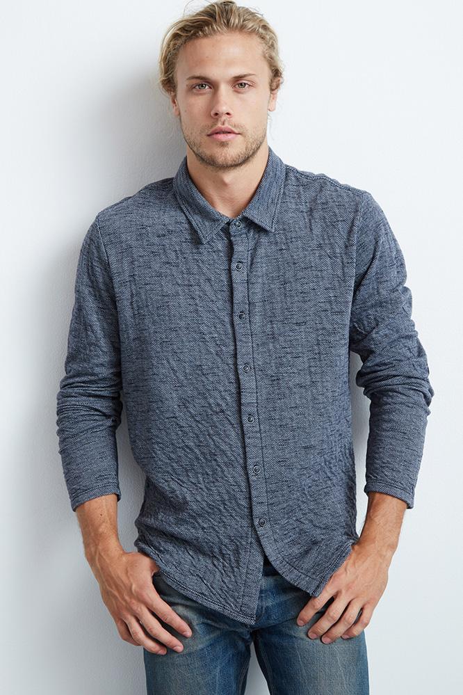 Velvet Men Prince Double Fold Button-down Shirt-midnight-dblfold