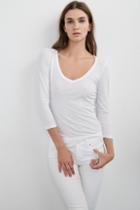 Velvet Clothing Olly Gauzy Whisper V-neck Tee-white-gauzywhisper