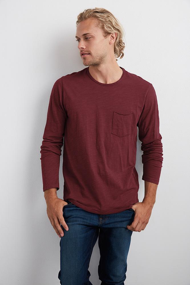 Velvet Men Simeon Raw Edge Cotton Slub Tee-verbena-slub