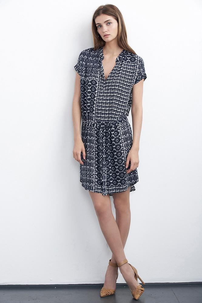 Velvet Clothing Amabel Belted Dress-twilight-printedchallis