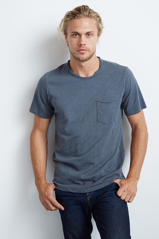 Velvet Men Chad Raw Edge Cotton Slub Pocket Tee-copen-slub