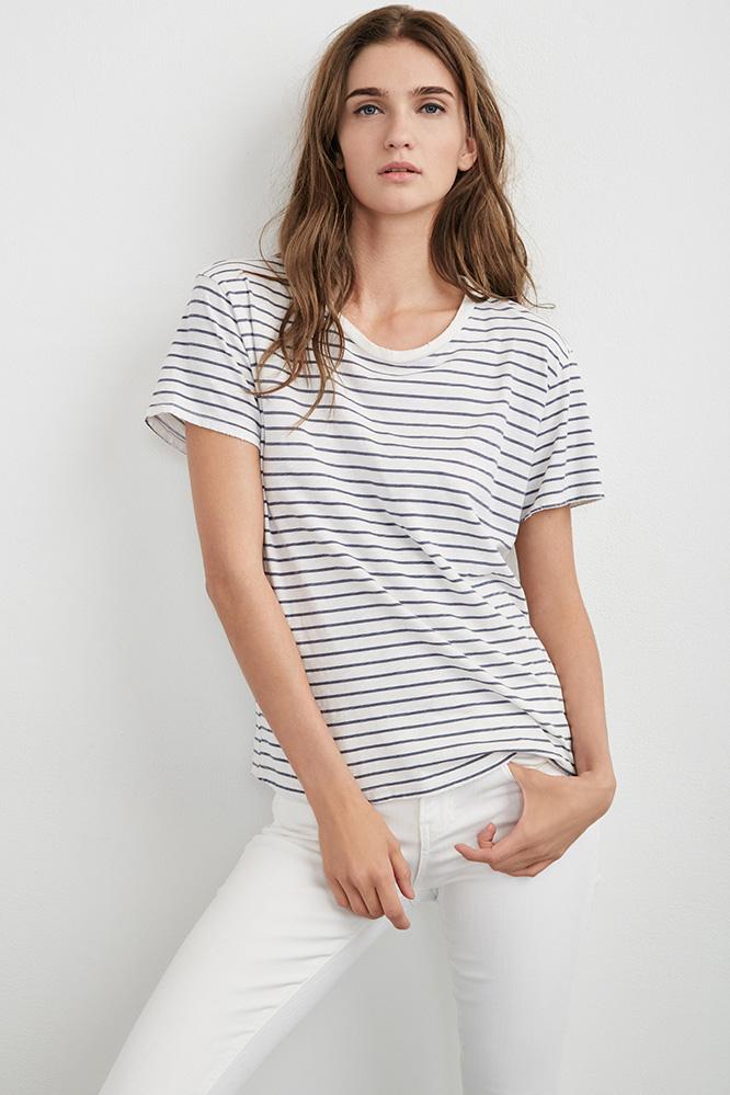 Velvet Clothing Henni Stripe Cotton Tee-garland-strcot