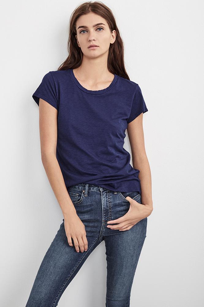 Velvet Clothing Odelia Cotton Slub Crew Neck Tee-magic-cotslub