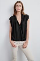 Velvet Clothing Manda Challis Crossover Top-black-rayonchallis