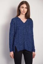 Velvet Clothing Uri Mixed Stitch Cable Knit Sweater-cobalt-mixstitch