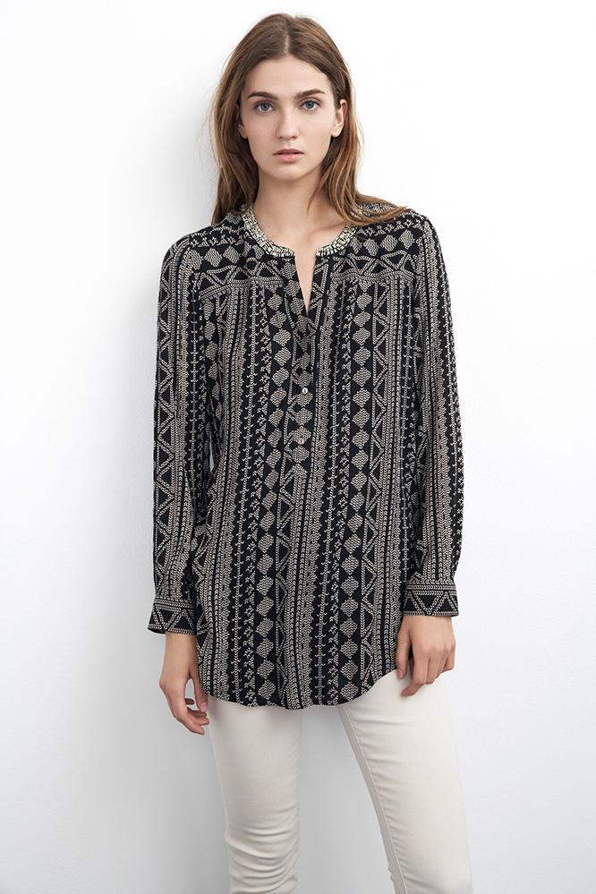 Velvet Clothing Candela African Print Tunic Top-black-africanprint