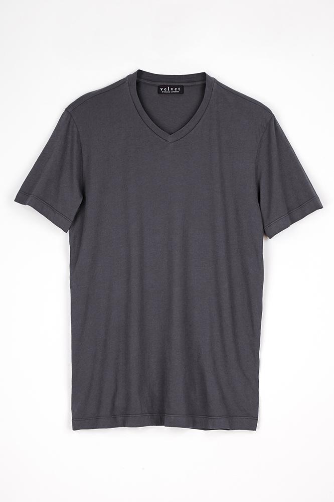 Velvet Men Samsen Whisper Classic V-neck Tee-flint-cottonjerseylt