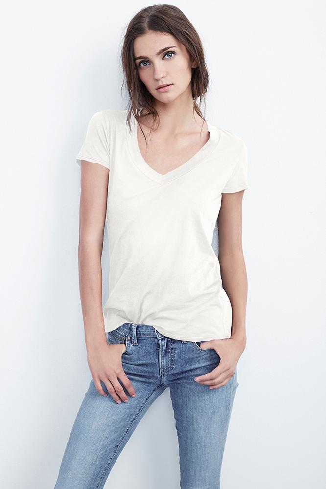 Velvet Clothing Christie Gauzy Whisper V-neck Tee-moon-gauzywhisper
