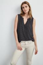 Velvet Clothing Caterina Indian Microdot Shell-black-whitneyprint