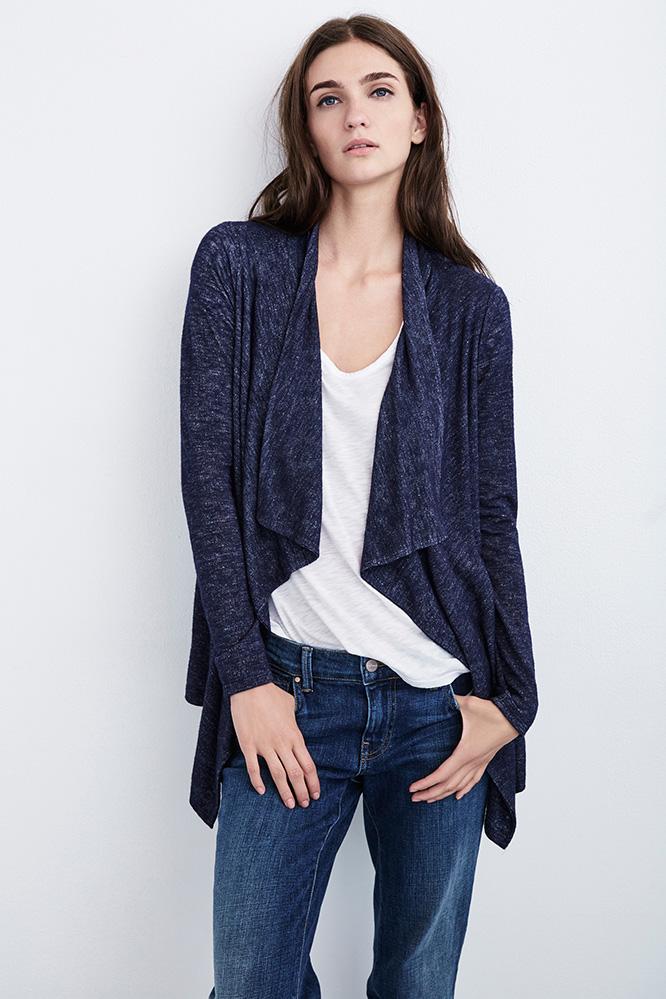 Velvet Clothing Catherine Textured Knit Open Cardigan-coast-txtdknit