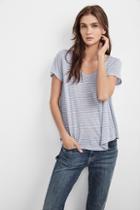 Velvet Clothing Leota Mini Stripe Knit Scoop Neck Tee-arctic-ministpkt