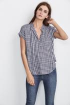 Velvet Clothing Eunice Short Sleeve Gingham Top In Black-black-rayonchec