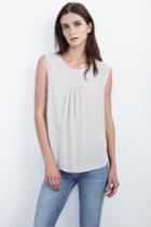 Velvet Clothing Daley Lace-up Back Challis Tank-parchment-rychallis