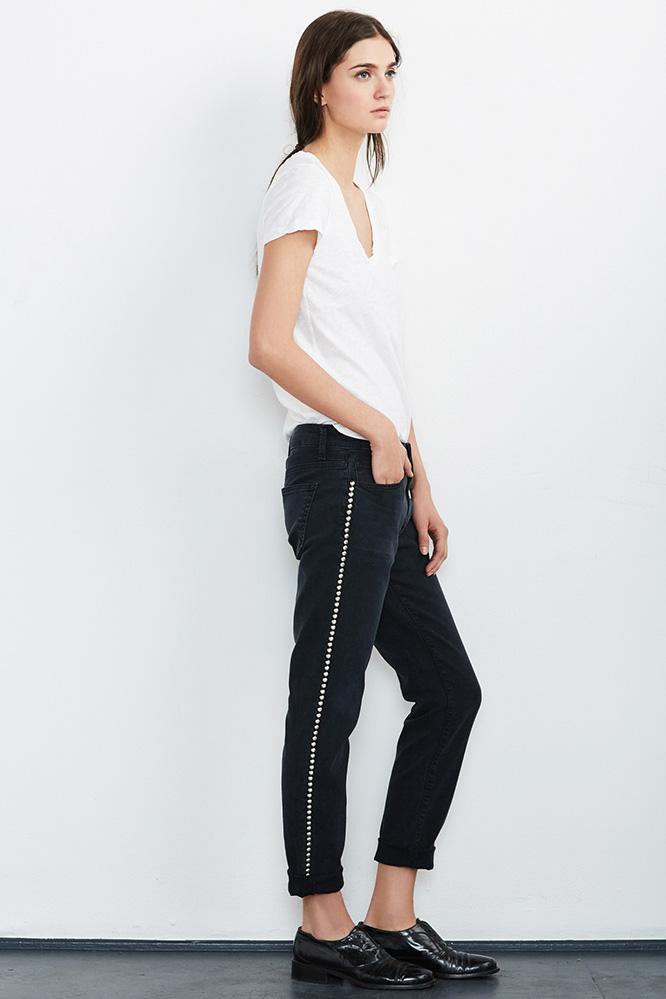 Velvet Clothing Gisele Studded Boyfriend Jean-coal-denim