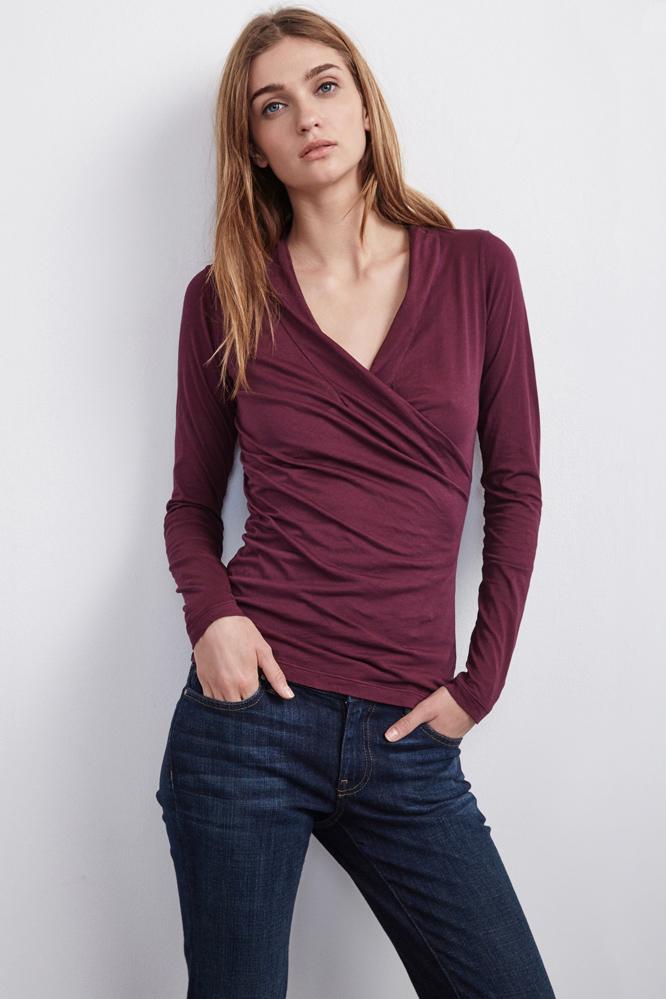 Velvet Clothing Meri Wrap Front Top-blackberry-gauzywhisper