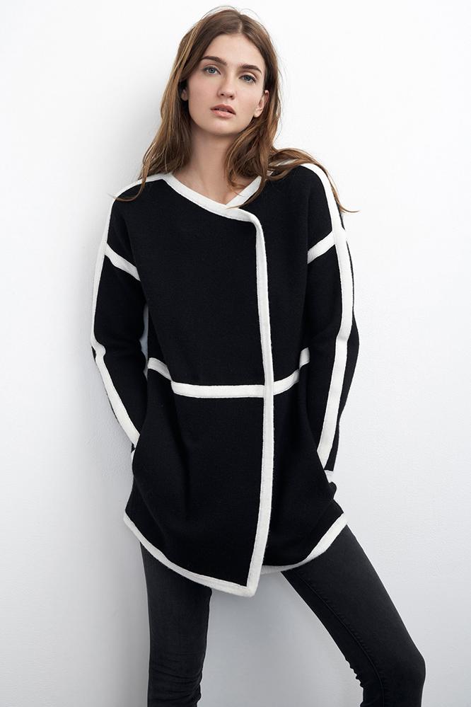 Velvet Clothing Alka Colorblock Knit Jacket-black-milanostitch