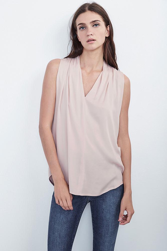 Velvet Clothing Leslia Stretch Satin Sleeveless Top-silica-stretchst