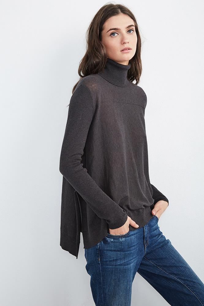 Velvet Clothing Fae Lux Cotton Turtleneck Sweater-charcoal-luxcotton