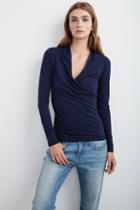 Velvet Clothing Meri Wrap Front Top-midnight-gauzylux