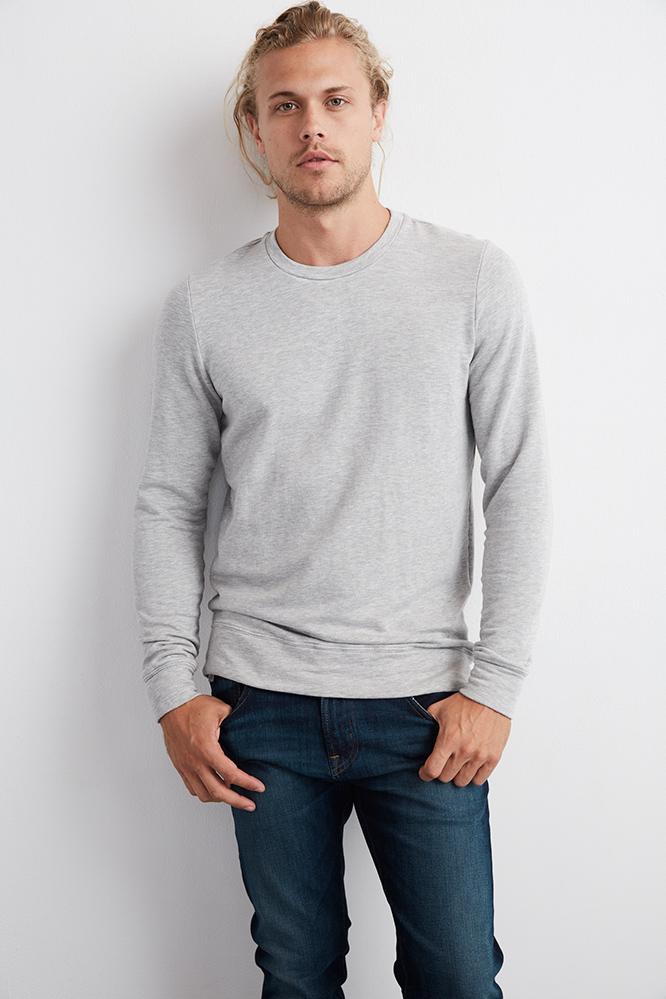Velvet Men Soren Luxe Fleece Long Sleeve Sweatshirt-heathergrey-luxeflc