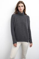 Velvet Clothing Frenchie Cashmere Blend Turtleneck Sweater-charcoal-cashmereblend