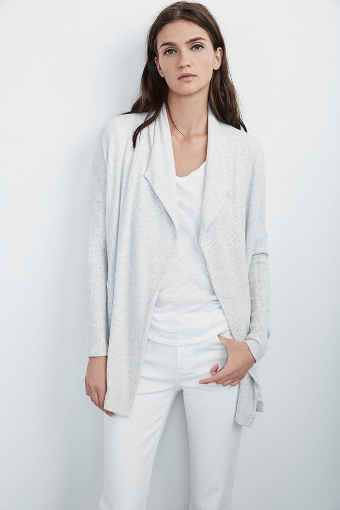 Velvet Clothing Ava Cozy Rib Cardigan-ash-cozyrib