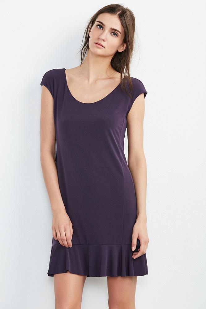 Velvet Clothing Quinell Ruffle Hem Tee Dress-dusk-strchjrsy