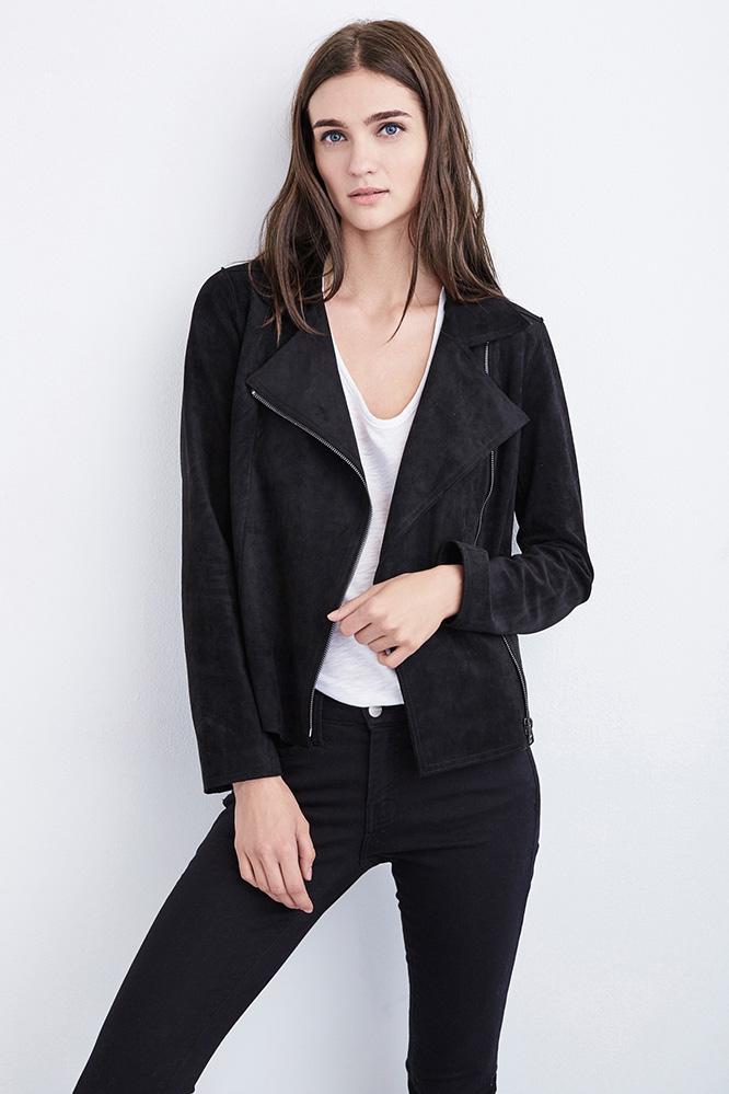 Velvet Clothing Xandra Faux Suede Moto Jacket-black-fauxsuede