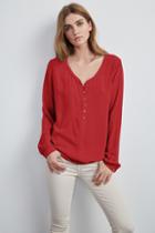 Velvet Clothing Alda Challis Button Blouse-bison-rayonchallis
